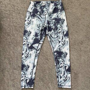 Zella Blue and Gray Marble Design Leggings, size Medium
